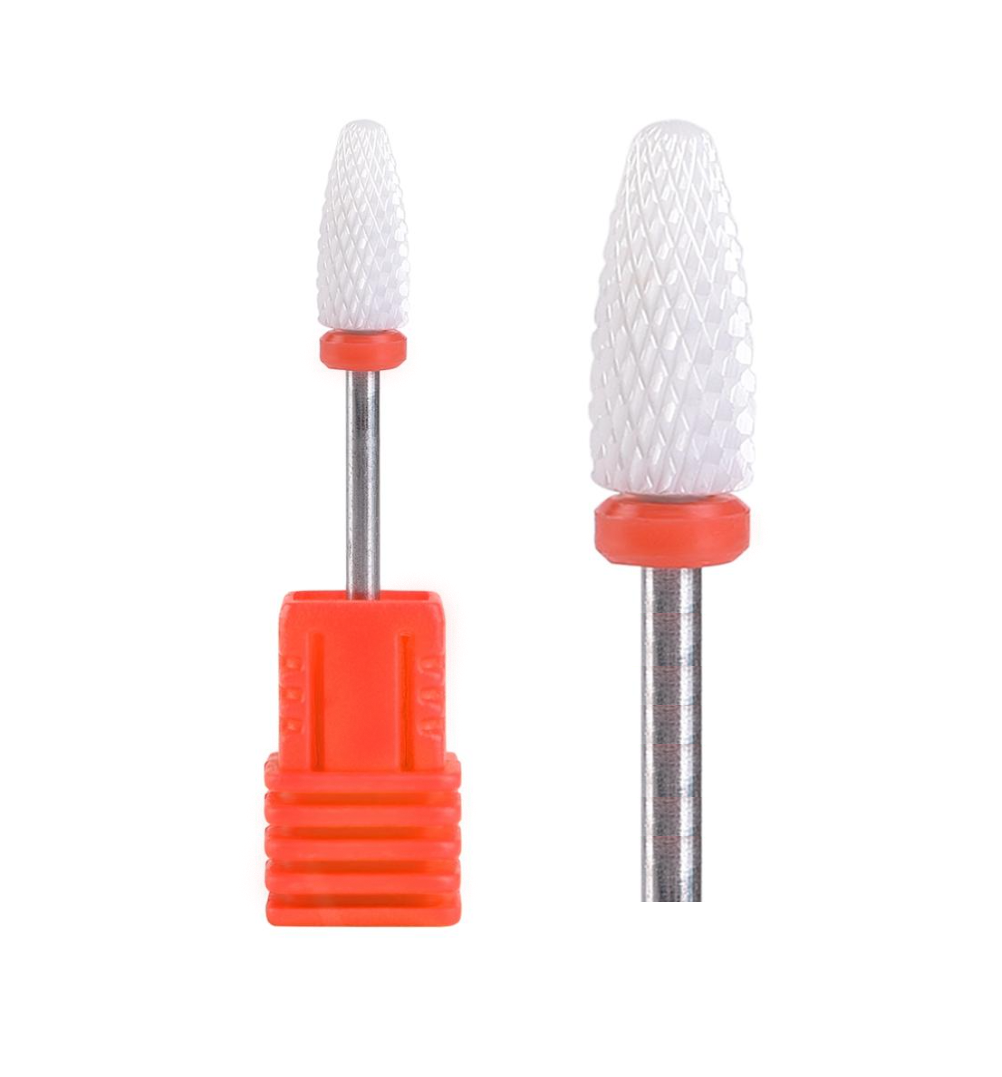 Ceramic Nail Drill Bit Cylinder Red – Grit: F (fine) 3/32”
