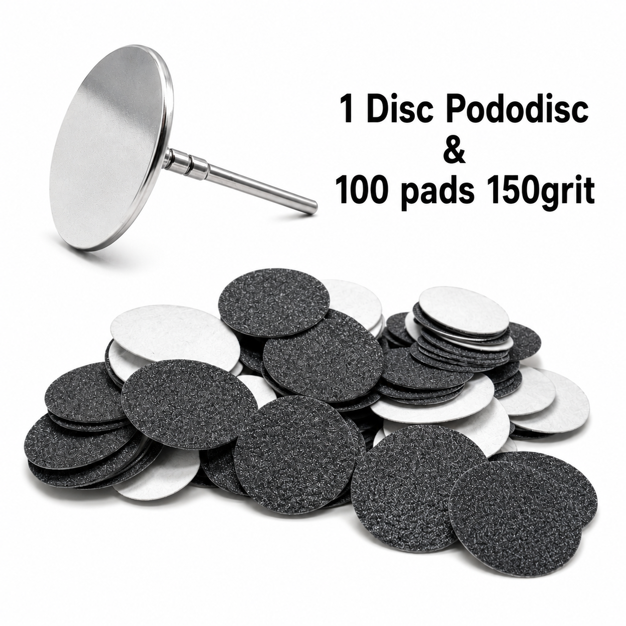 Pedicure Set: 1 Disc Pododisc with 100pcs Refill Pads 150grit /25mm Pododisk & Pads