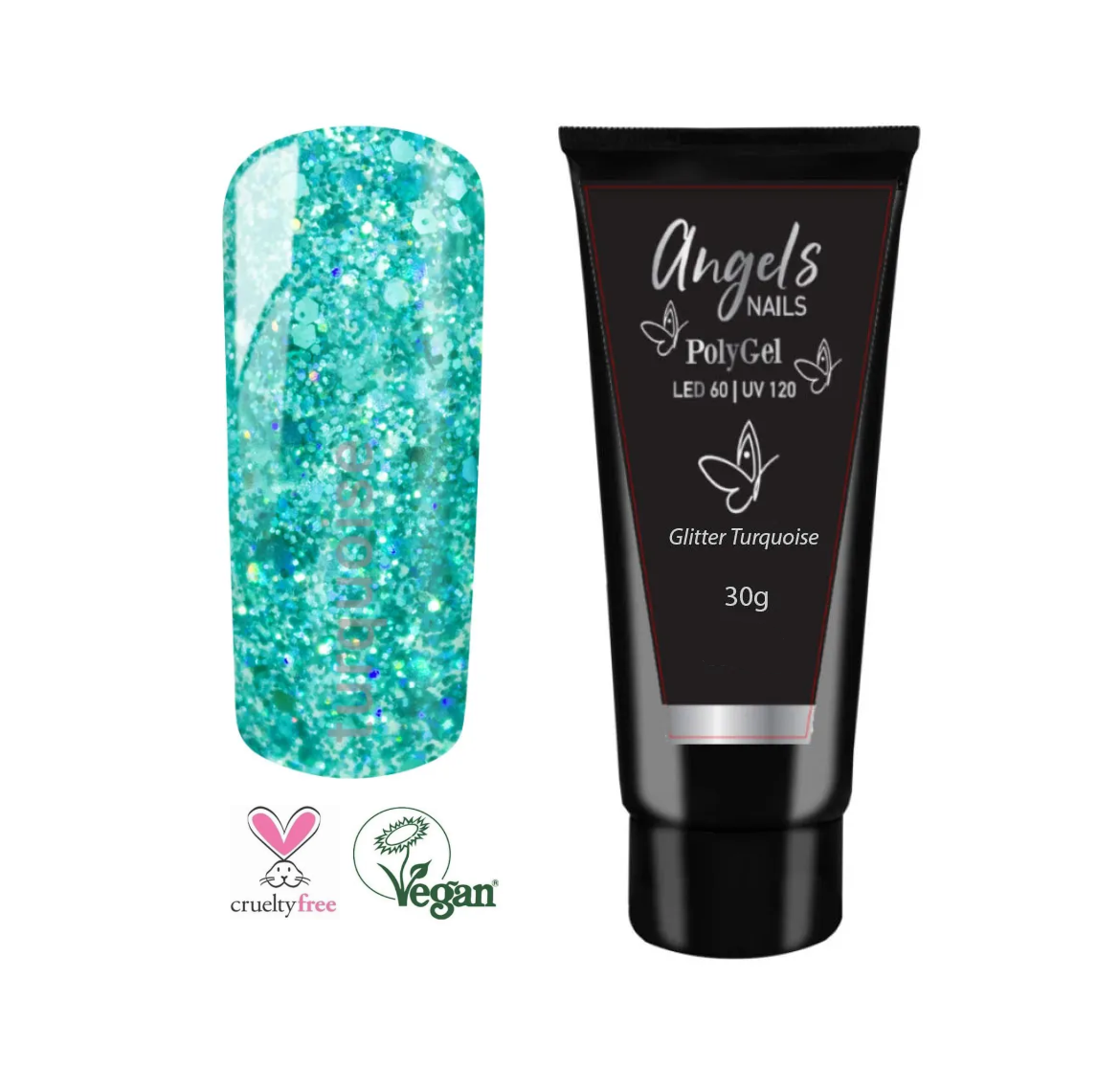 AcryGel Glitter Turquoise 30g – No lifting, no chipping Polygel Glitter Turquoise 30gr