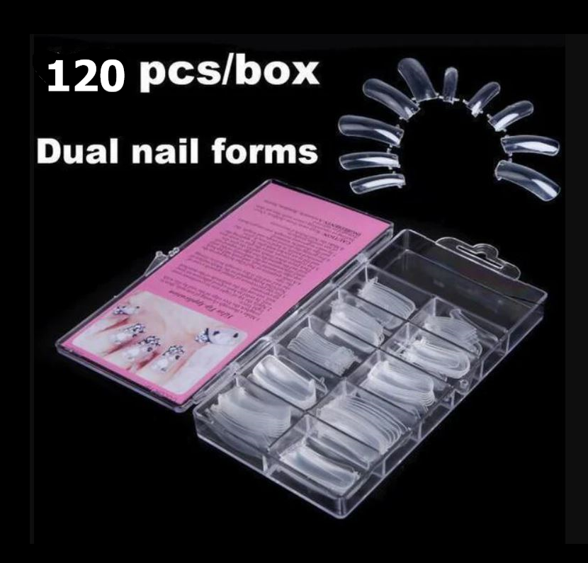 PolyGel Dual Forms Tips Square in Case – 120pcs / Reusable dual forms 120pcs