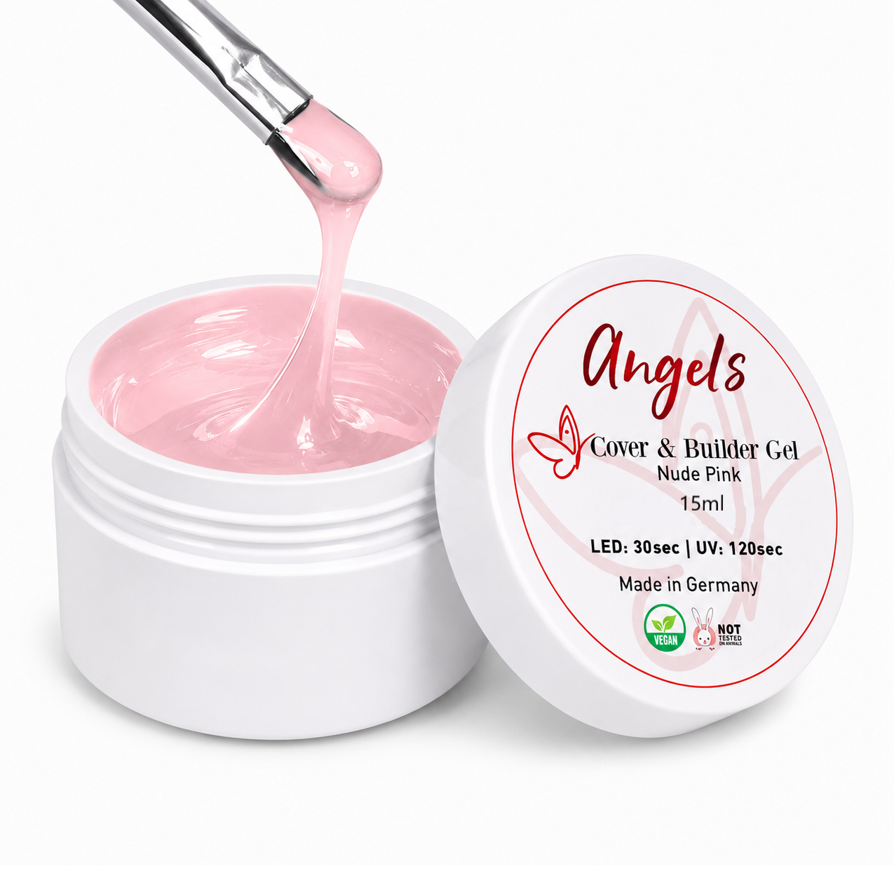2 in 1! Cover & Builder Gel 15ml – Nude Pink / Medium visc. – Non Allergic / self leveling Builder Gel Nude Pink 15ml