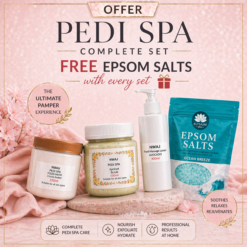 Pedi Set 1τεμ. Μάσκα Ποδιών Cocoa butter 350ml - 1τεμ. Κρέμα Απολέπισης Ροδάκινο 500ml - 1τεμ. Κρέμα Μασάζ Ποδιών Avocado 400ml & Δωρεάν 1τεμ. Άλατα Epsom 450gr