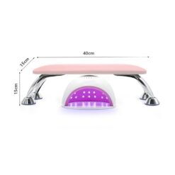 Alternative view of Υπεριψωμένο Σκαμπό manicure δερμάτινο με υποδοχή - Ροζ - 40x15x15cm